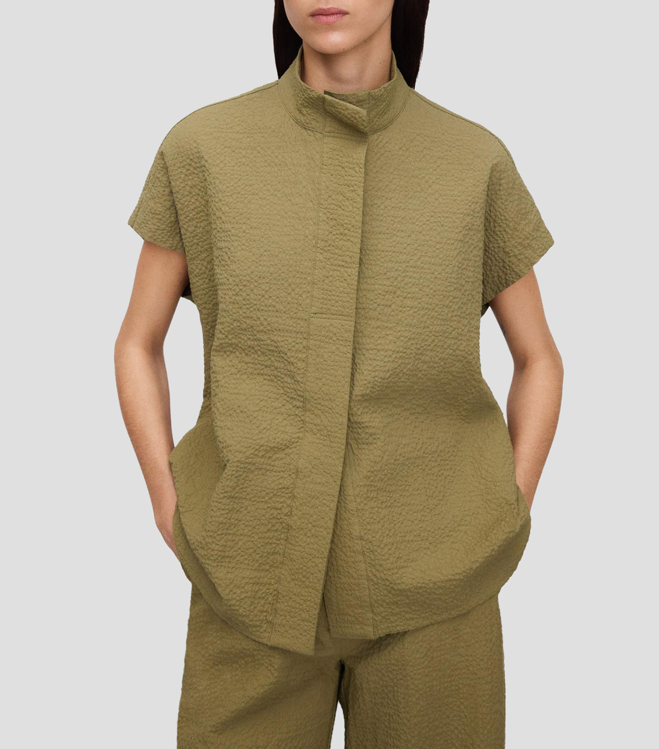 Camisa lisa manga corta Mujer